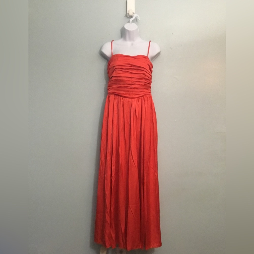 Abercrombie & Fitch Red Ruched Spaghetti-Strap Maxi Dress - Picture 16 of 16